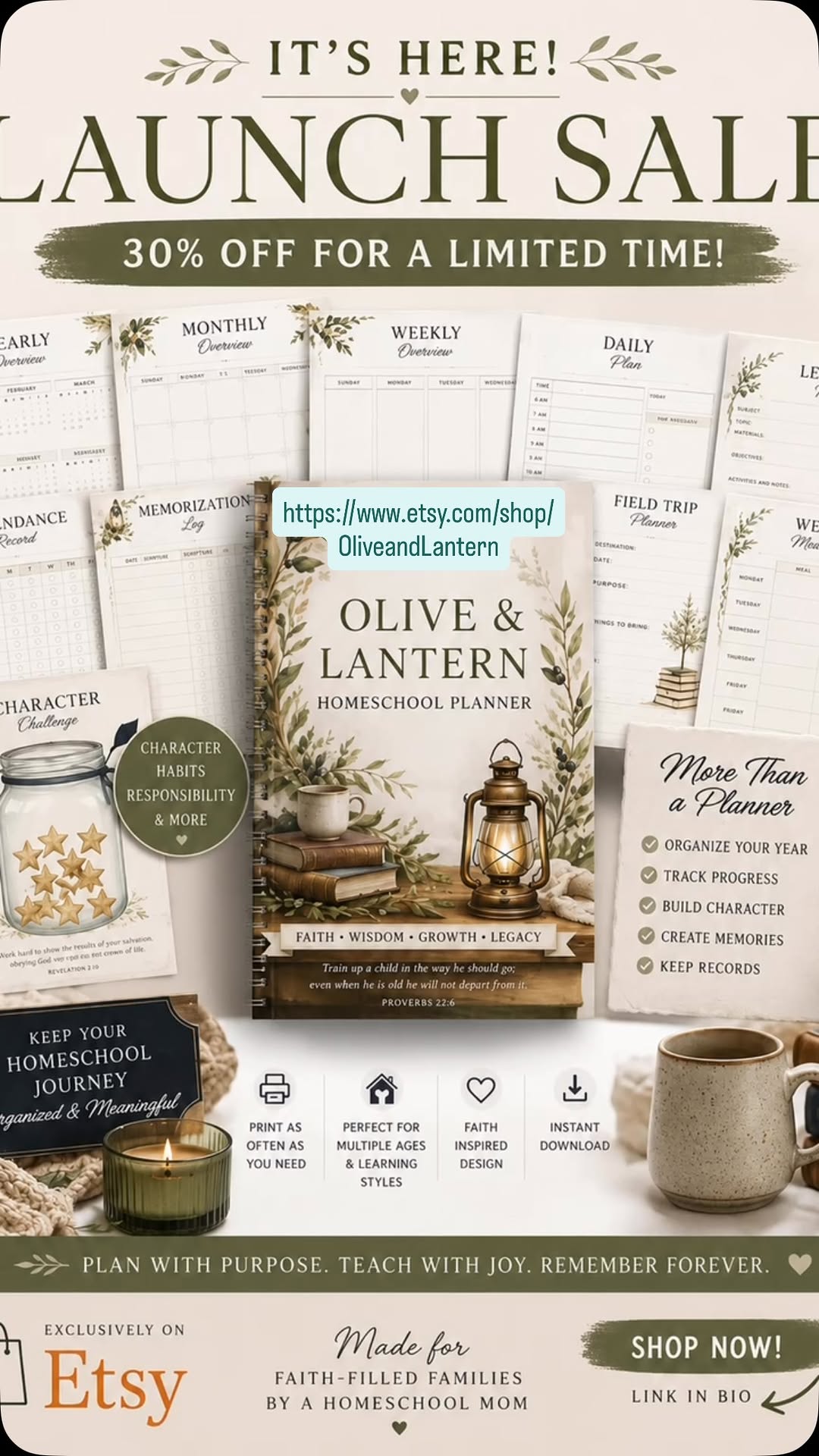 The Olive and Lantern Homeschool Planner, 30% off for a limited time